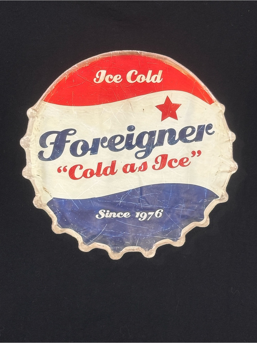 Foreigner Cold As Ice Black Cotton Graphic T-shirt 2XL PTP 23” - Picture 1 of 1